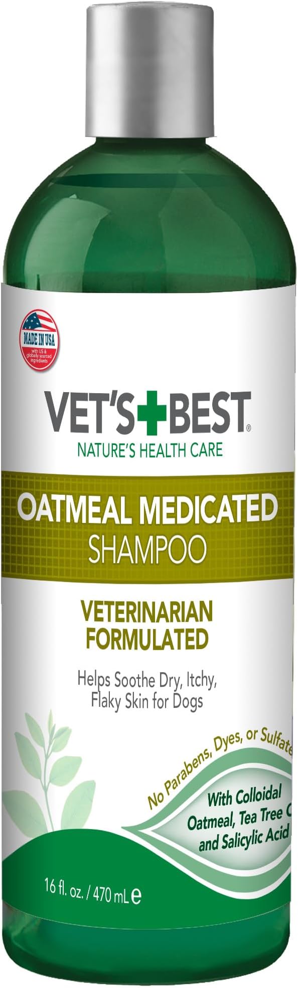 Vet's Best Medicated Oatmeal Shampoo for Dogs - Soothes Dog Dry Skin - Cleans, Moisturizes, and Conditions Skin and Coat - 16 Ounces