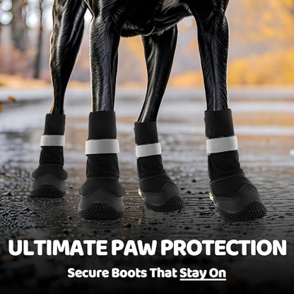 Hcpet Dog Shoes, Dog Boots & Paw Protectors for Winter Snowy Days, Rainy Weather, Outdoor Anti-Slip Sole Dog Booties for Hardwood Floor Black-Leg 2