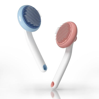 Cat Brush for Shedding, Pet Grooming Self Cleaning Slicker Brush for Cats & Dogs, Removes Tangles, Loose Undercoat, Blue+Pink