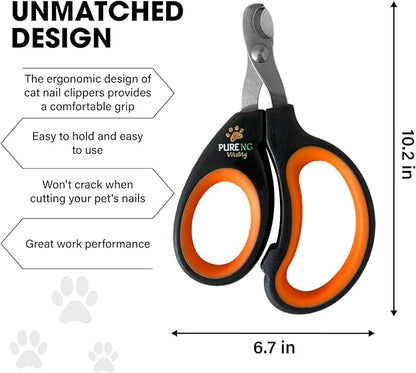 PNG Premium Pet Nail Clippers | Cat Nail Clipper Stress-Free | Recommended Trimming Tool for Dogs and Cats | Sharp Razor and Durable Blade | Ergonomic Design | Non-Slip Soft Handle (Black and Orange)