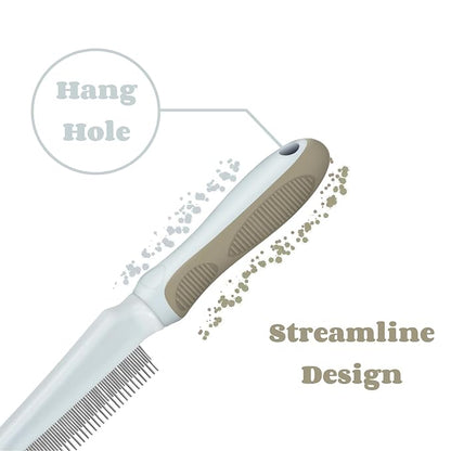 1 PCS Pet Comb Sturdy Pet Grooming Comb Pet Hair Comb with Long & Short Stainless Steel Teeth Comb for Dogs Cats, Light Cyan