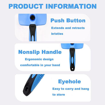 YINGFAN Self Cleaning Slicker Brush for Dogs, Skin Friendly Dog Brush for Shedding, Deshedding Dog Brush for Long Haired and Short Haired Dogs (Blue)