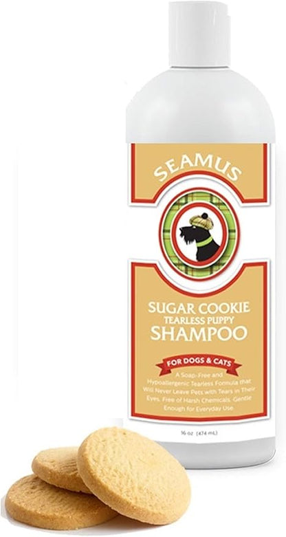 SEAMUS Sugar Cookie Tearless Puppy Shampoo  Made from Tearless Baby Shampoo, soap-Free, Hypo-allergenic, Ideal for Sensitive Skin, Best Shampoo for Puppies, Dogs, Cats, Kittens and Horses