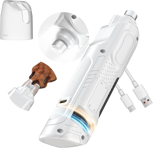 Dog Nail Grinder, 6-Speed Dog Nail Trimmer with 2 LED Lights, Pet Nail Grinder Quiet for Large Medium Small Puppy Dogs/Cats,Rechargeable Electric Dog Nail File with Dust Cap - White