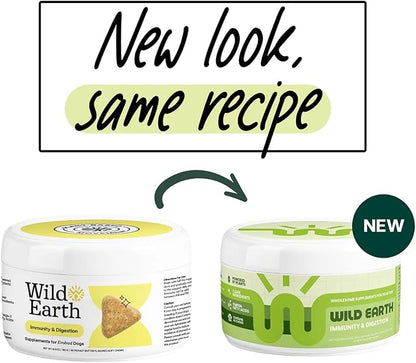 Wild Earth Dog Supplements, Soft Chews for Digestion & Immune Support, with Prebiotics, Probiotics & Enzymes, Veterinarian-Developed, Vegan