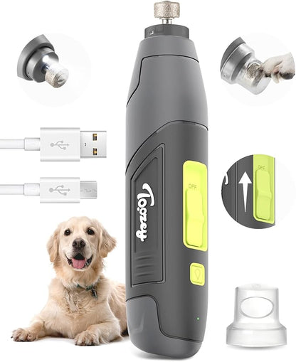 Toozey Dog Nail Grinder for Large Dogs, Real 12,000 RPM & 3-Speed, with Dust Cap and LED Light, Professional Electric Dog Nail Trimmer for Medium & Small Dogs, USB Rechargeable Pet Toenail Grinder