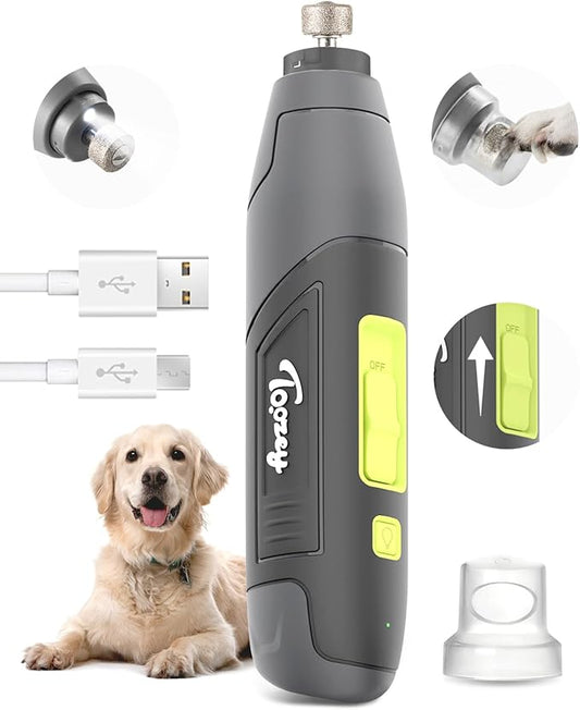 Toozey Dog Nail Grinder for Large Dogs, Real 12,000 RPM & 3-Speed, with Dust Cap and LED Light, Professional Electric Dog Nail Trimmer for Medium & Small Dogs, USB Rechargeable Pet Toenail Grinder
