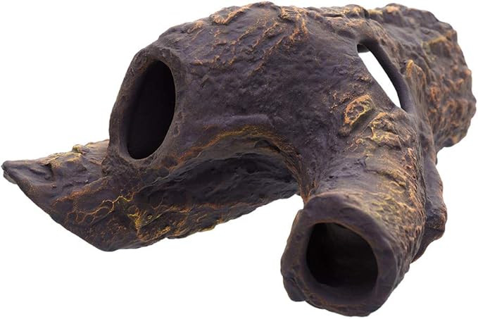 Plecoceramics Aquarium Ceramic Decorations Cave Betta Stone Decor - Aquarium Fish Tank Hideway Decor for breeding Cichlids Plecos Betta Toys Hideout (Snag)