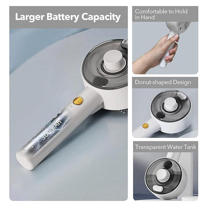 Donut 2-Gear Pet Steam Slicker Brush With UV, 4-in-1 Detangler Spray Dematting Brush For Shedding, Hair Remover With Release Button. For Indoor Long Or Short Hair Dogs, Cats, Rabbits. (White)