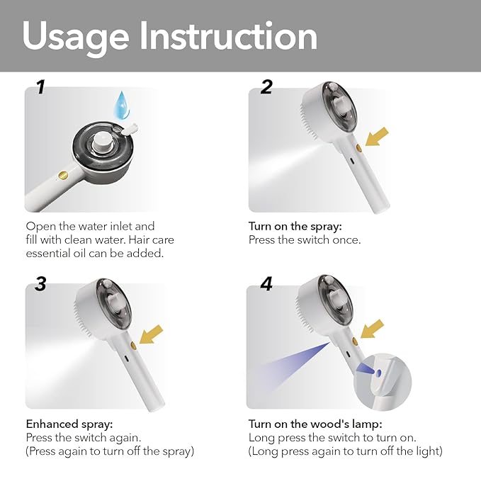 Donut 2-Gear Pet Steam Slicker Brush With UV, 4-in-1 Detangler Spray Dematting Brush For Shedding, Hair Remover With Release Button. For Indoor Long Or Short Hair Dogs, Cats, Rabbits. (Pink)