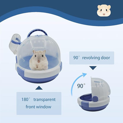 Hamster Carrier Cage Portable_ages Small Animals Carry Travel Case with Water Bottle Plastic Breathable_uinea Pig Outgoing Cage for Dwarf Hamster Ferret Chinchillas Hedgehog (Blue)
