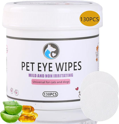 Dog Eye Wipes130Count,Natural Plant Ingredients,Effectively Removes Eye Dirt,Eye Secretions,Mucus Secretions,Improve Tear Stains,Suitable for Daily Cleaning and Care of Cats and Dogs Eye Wipes