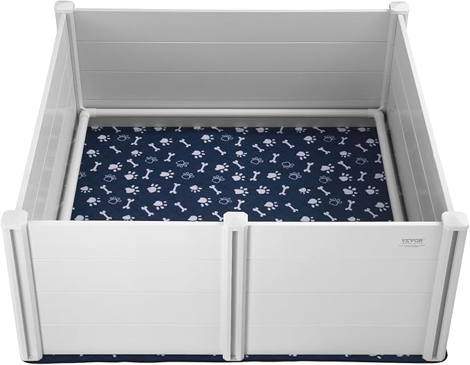 VEVOR Dog, 59.8 x 59.8 x 24.0in Whelping Box for Dogs and Puppies, Whelping Pen for Puppies, Dog Birthing Box with Rails and Washable Pee Pad, Whelping Box for Large Breed Dogs, White