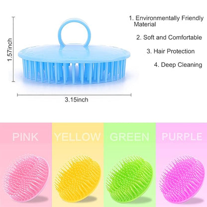 4pcs Silicone Dog Grooming Brush Pet Shampoo Bath Brush Soothing Massage Rubber Comb with Handle for Long Short Hair Dogs Cats (A)