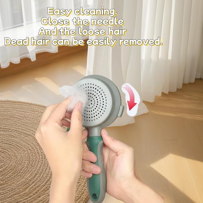 Pet Brush with MASSAGE FUNCTION, Dog Brush, Cat Brush,Retractable Double-Sided Pet Brush, Remove Brushed Pet Hair with One Click, Dog Grooming Kit