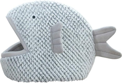 La La Pet® Plush Cat Bed Cave Calming Washable Pet House Bed Selfwarming Pet Bed Foldable Cat Sleep Tent Dog Nest Soft Puppy House Bed for Cats and Small Dogs(Gray,S)