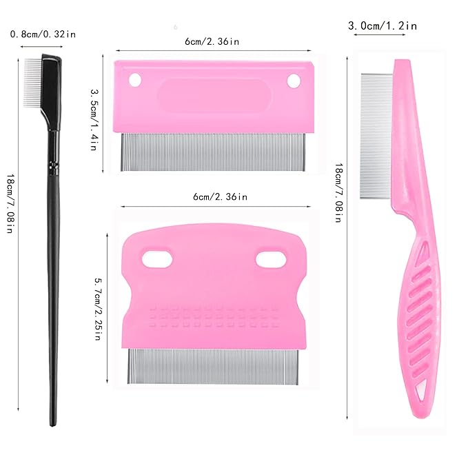 5 Pieces Tear Stain Remover and Grooming Combs - Remove Fleas, Dandruff, Hair Stains, Crust and Mucus for Small Dogs and Cats (Pink)