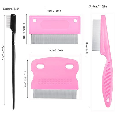 5 Pieces Tear Stain Remover and Grooming Combs - Remove Fleas, Dandruff, Hair Stains, Crust and Mucus for Small Dogs and Cats (Pink)