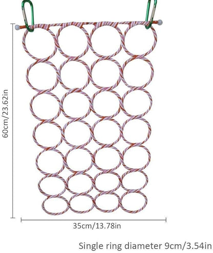 Bird Rat Climbing Rope Net Bird Swing, Parrot Cage Toys,Small Animal Activity Toy for Gerbil,Swing Hanging Play with Mirror for Macaw African Greys Parakeet Cockatoo Lovebirds (Bird Perch)