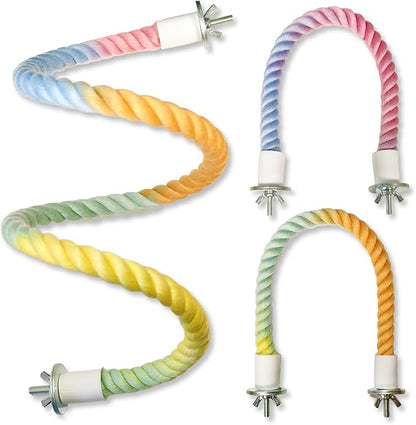 3PCS Parrot Perch,Soft Rope Bird Perches for Cage, Bendable Climbing Toys and Stands for Cockatiels, Parakeets and Lovebirds,Bird Cage Accessories Set