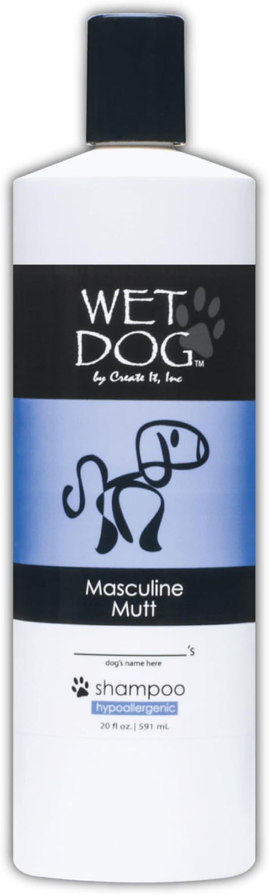 Wet Dog Masculine Mutt All-Natural Organic Oatmeal Sensitive Skin Shampoo for Dogs and Pets, Moisturizing Detangling Deshedding - 20 Ounce