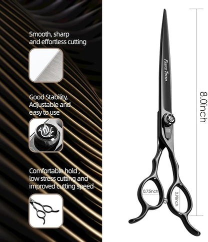 Dog Grooming Scissors: 7.5 inch Bright Black Pet Chunker Shears Made Of Japanese 440C Advanced Stainless Steel Professional Grooming Scissors for Dogs Cats and Other Pets