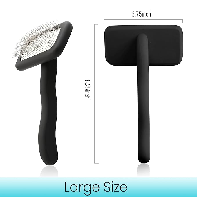 Fenice Peak Slicker Brush for Dogs Black Wooden Dog Brush Pet Comb for Poodles Goldendoodles Easy to Remove Tangles Dirt and Loose Hair Professional Dog Grooming Brush