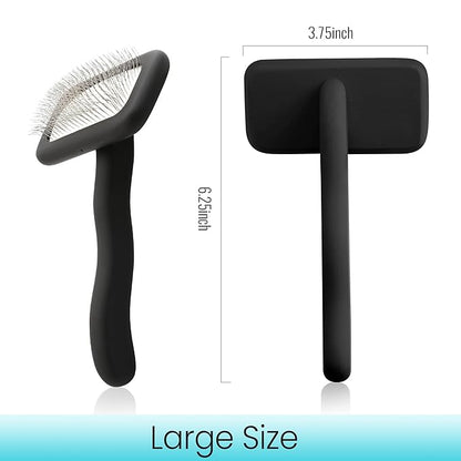 Fenice Peak Slicker Brush for Dogs Black Wooden Dog Brush Pet Comb for Poodles Goldendoodles Easy to Remove Tangles Dirt and Loose Hair Professional Dog Grooming Brush
