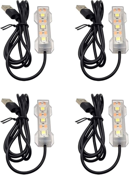 Flylin 4PCs 5V USB Aquarium Light, Smal Decoration LED Lighting Lamp, Aquarium Water Plant Light for Desktop Fish Tank Indoor Water Garden (White)