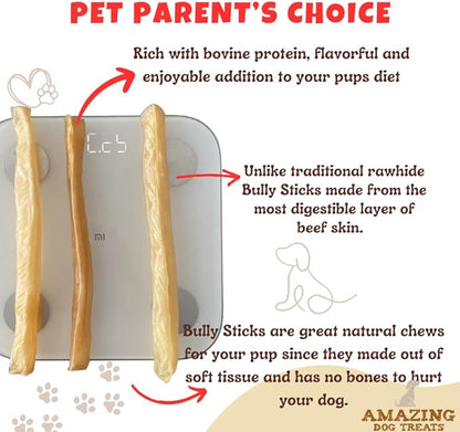 Amazing Dog Treats - Large Collagen Stick - (12 Inch - 4 Count) - Beef Cheek Rolls for Dogs - 100% Pure Collagen Sticks - No Hide Bones
