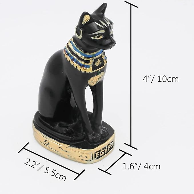 Egyptian Cat Bastet Fish Tank Decorations Aquarium Ancient Egypt Décor Sculpture Figurine Statue Reptile Turtle Lizard Spider Tanks Terrarium Ornament Black