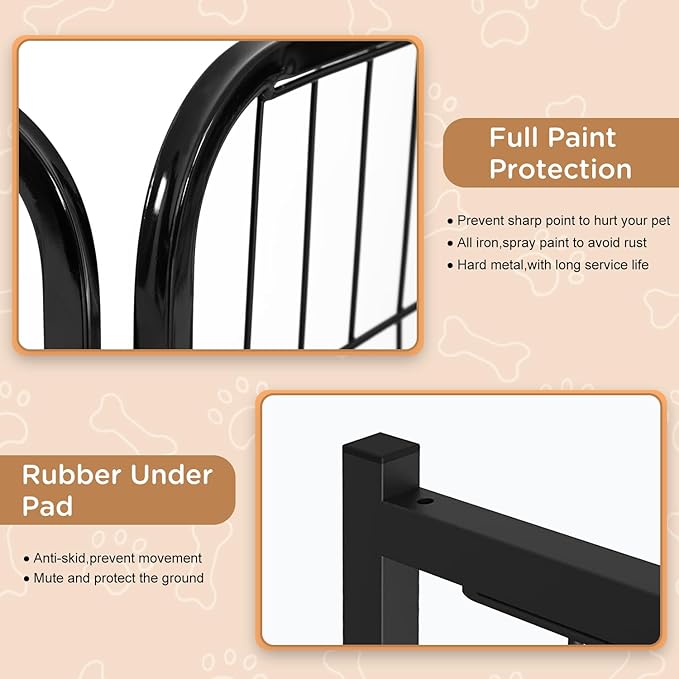 BestPet | Dog Playpen Extender | 40 Inch, 4 Panels | Heavy Duty Metal Pet Exercise Pen | Indoor Outdoor Fence Panels | Rust-Resistant, Removable, Tool-Free Setup | Anti-Skid, Expandable Design