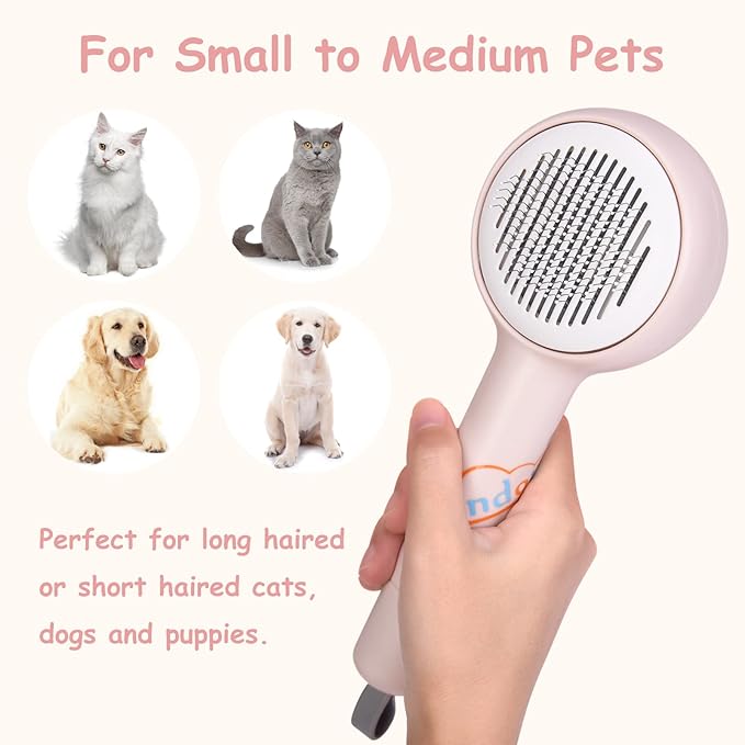 Dog Brush, Self Cleaning Slicker Brushes for Dogs Cats, Cat Grooming Brush, Shedding Tools for Massage, Removes Loose Undercoat Mats Tangled for Short Long Hair Puppy Kitten