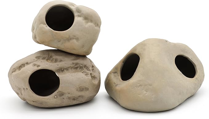 Aquarium Decorations Stackable Ceramic Cave Betta Fish Tank Accessories Rock Cave Decor 3-Piece Set