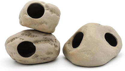 Aquarium Decorations Stackable Ceramic Cave Betta Fish Tank Accessories Rock Cave Decor 3-Piece Set