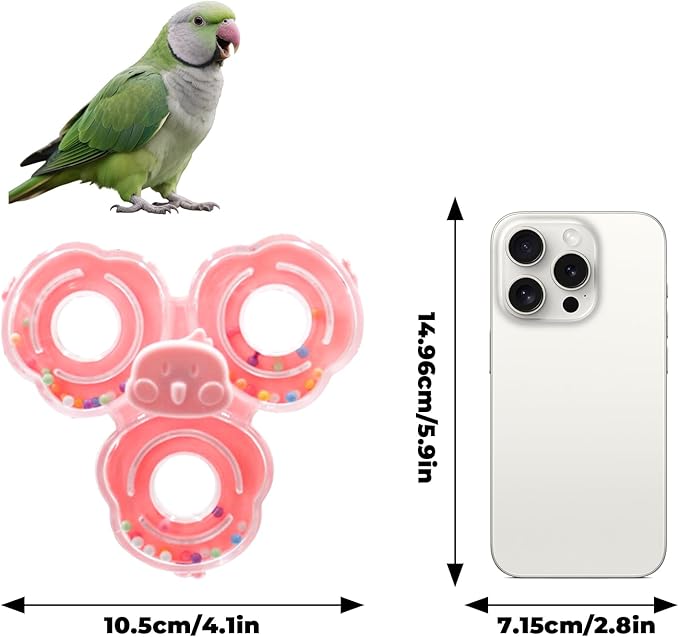 2 Pack Spinning Bird Toy, Bird Cage Accessories, Interactive Enrichment Chewing Exercise Toy for Budgies, Cockatiels, Quaker, Lovebirds, Conure, Green Cheek, Small to Medium Birds