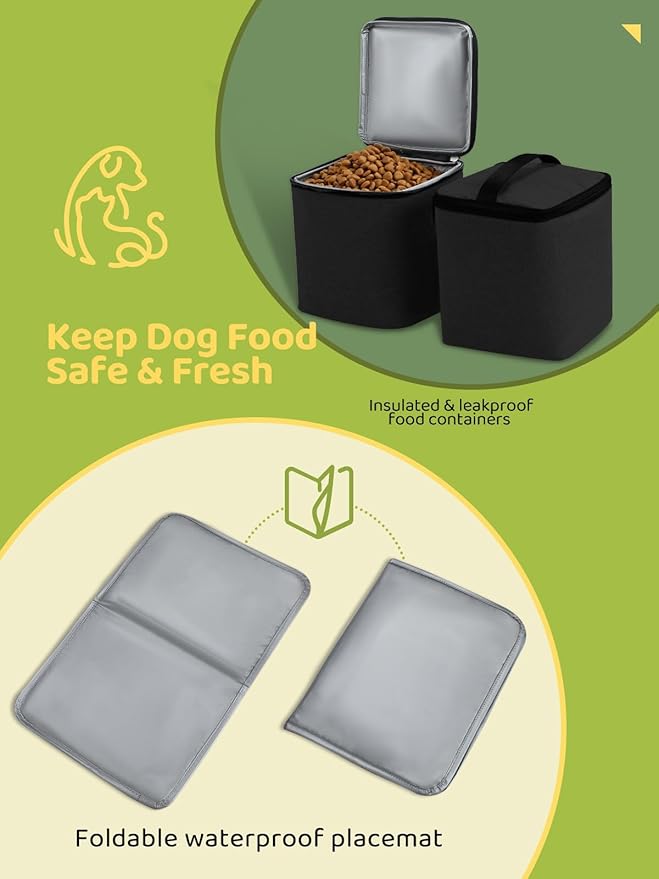 Dog Travel Bag, Airline Approved Organizer Backpack with Multi-Function Pockets, 25L Accessories Set with 2 Food Storage Containers, 2 Foldable Bowls for Weekend