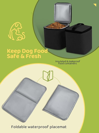 Dog Travel Bag, Airline Approved Organizer Backpack with Multi-Function Pockets, 25L Accessories Set with 2 Food Storage Containers, 2 Foldable Bowls for Weekend