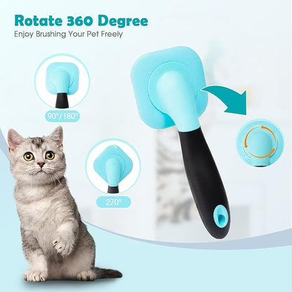 Slicker Brush, PETPAWJOY Dog Brush Gently Cleaning Pin Brush for Shedding Dog Hair Brush for Small Dogs Puppy Yorkie Poodle Rabbits Cats