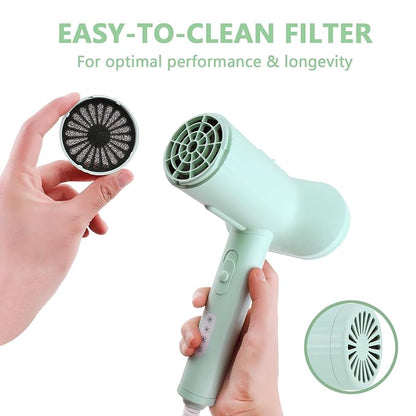 2-in-1 Dog Hair Dryer and Brush - Low Noise Operation, Overheating Protection, 3 Temperature & Airflow Settings, Self-Cleaning Button - Ideal Dog Brush for Short Haired Dogs (Green)