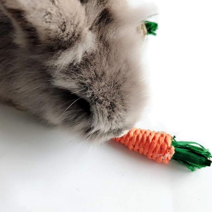 Hamiledyi Pet Bunny Fun Tree Rabbit Chew Toy Rattan Grass Scratcher Climbing Tree Play Carrot Toy for Rabbit Bunny Guinea Pig Squirrels Parrots Cat and Other Small Animals