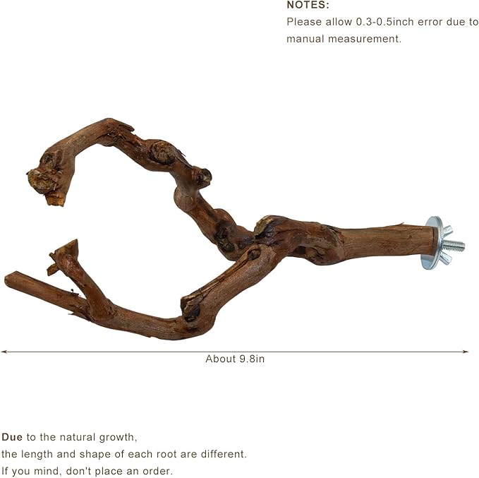 2 Packs Parrot Bird Perches,Natural Wild Grape Stick Grinding Paw Climbing Standing Cage Accessories Toy for 3-4 Parakeets, Budgies, Lovebirds,Cockatiels (Style-1)