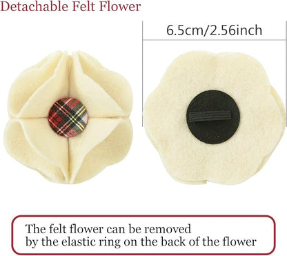 ARING PET Christmas Dog Collar-Plaid Dog Collar with Felt Flowers, Cute Christmas Boy Dog Collars Pet Collars with Metal Buckle