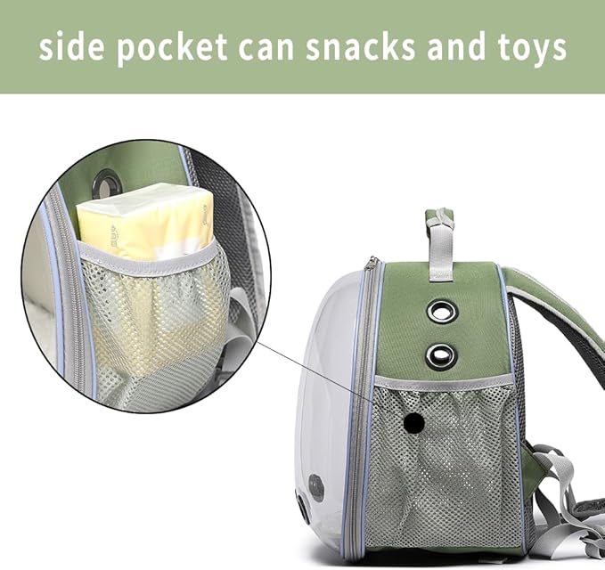 Bunny Carrier, Guinea Pig Carrier,Small Animal Carrier Backpack for Rabbit,Bearded Dragon, Lizard,Hamster,Kitten. Breathable Pet Travel Cage Bag (Army Green)