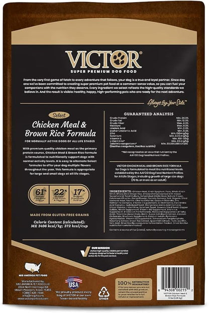 Victor Super Premium Dog Food  Chicken Meal & Brown Rice Formula - Dry Dog Food for All Normally Active Dogs of All Life Stages  Ideal for Dogs with Meat Protein Allergies, 5 lb