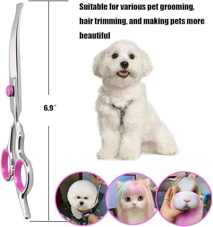 Dog Grooming Scissors,Pet Hair Scissors with Safety Round Tips Heavy Duty Titanium Stainless Steel Professional Dogs Cats Pets Grooming Shears (Round head straight scissors)