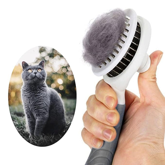 Cat Self Cleaning Slicker Brush, Pets Skin Friendly Cat Brush for Dogs Cats Grooming Brush Tool Easy to Remove Loose Undercoat, Mats Tangled Hair Slicker Massage Cats Dogs Brush - Upgraded