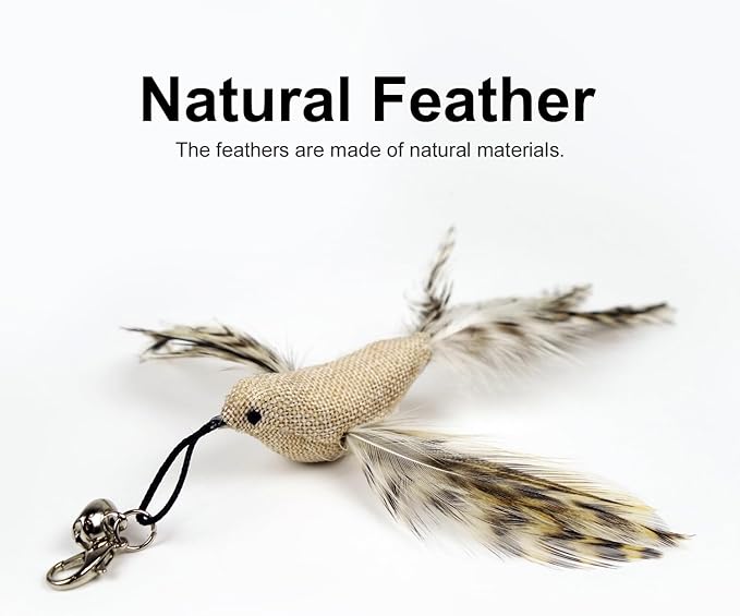 TTcat Feather Toys, 4 Pcs Simulation Birds Refills, Cat Toys Replacement Feathers for Cat Kitten Wand.