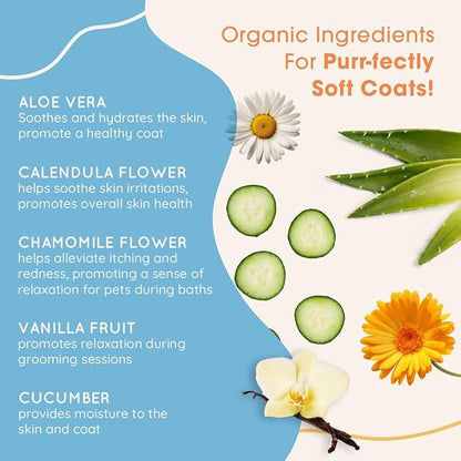 Moisturising & Odor Eliminating Shampoo for Dogs & Cats | Sensitive Skin Pet Shampoo | Organic Ingredients for Itchy, Dry Skin Relief in Dogs Cats | Paraben Free,Made in USA | Vanilla Tangerine-16oz