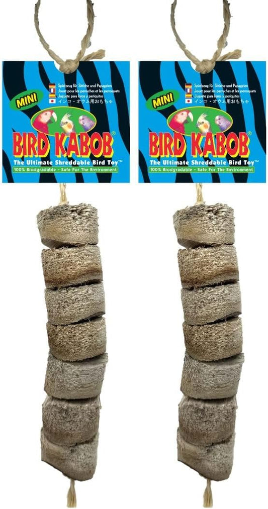 BIRD KABOB Mini - 2 Pack - an All-Natural, Holistic, Veterinarian Recommended, Earth Friendly, shreddable Hanging Bird Toy with Yucca Chunks